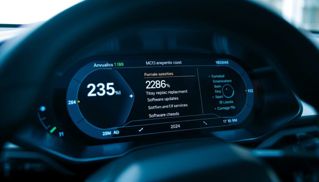 A-close-up-photograph-of-a-sleek-electric-vehicles-dashboard-showcasing-an-interactive-1024x585 Hausse des prix des pièces auto : le vrai du faux derrière ce phénomène