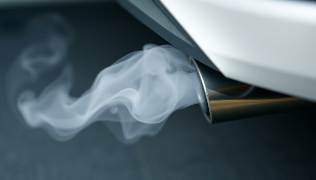 A-close-up-view-of-a-cars-exhaust-pipe-seen-from-a-low-angle-emitting-a-plume-of-wispy-1024x585 Pourquoi de la fumée blanche sort du pot d’échappement de ma voiture ?