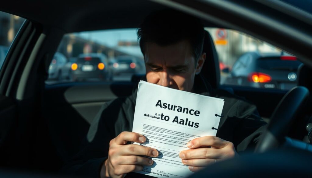 A-distressed-motorist-sits-dejectedly-in-a-car-clutching-a-document-labeled-Assurance-Auto-1024x585 Comprendre le système de Bonus-Malus et les défis des conducteurs malussés