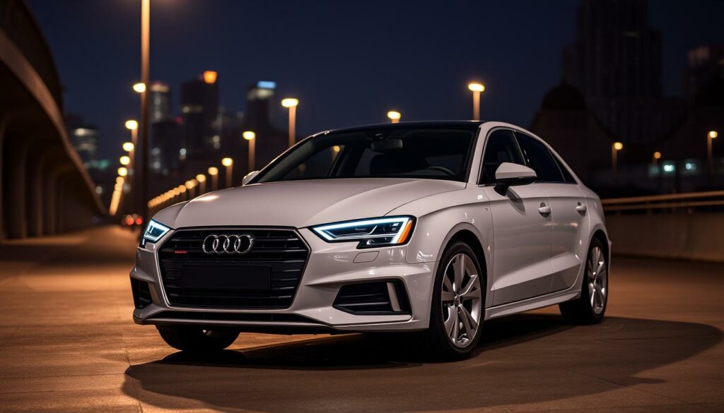 A-sleek-modern-Audi-A3-TFSI-e-stands-in-a-dimly-lit-urban-setting-its-smooth-body-panels-1024x585 Essai audi a3 tfsi e : le meilleur des deux mondes ?