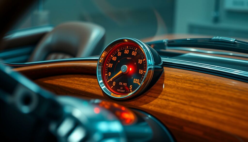 An-oil-gauge-on-the-dashboard-of-a-classic-sports-car-illuminated-by-warm-amber-lighting.-The-1024x585 Mettre trop d’huile dans le moteur : conséquences et solutions