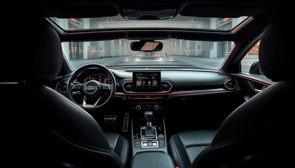 Interieur-luxueux-et-epure-de-lAudi-A3-TFSI-e-avec-un-tableau-de-bord-minimaliste-et-un-ecran-1024x585 Essai audi a3 tfsi e : le meilleur des deux mondes ?