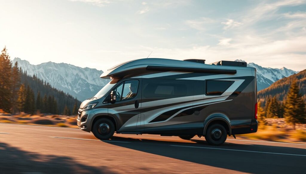 A-sleek-and-modern-recreational-vehicle-glides-effortlessly-down-a-scenic-mountain-road-1024x585 Les nouvelles tendances 2025 des véhicules de loisirs